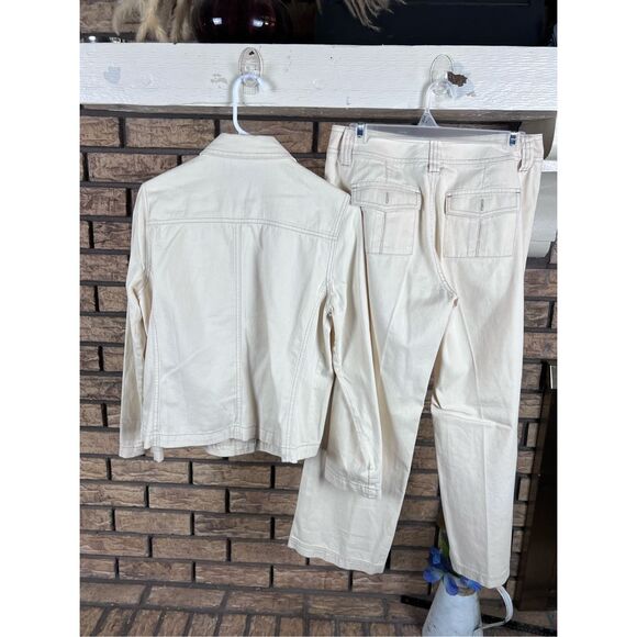 Sigrid Olsen Ivory Ankle Pants w/ belt & Jacket Size 4 - Picture 8 of 16